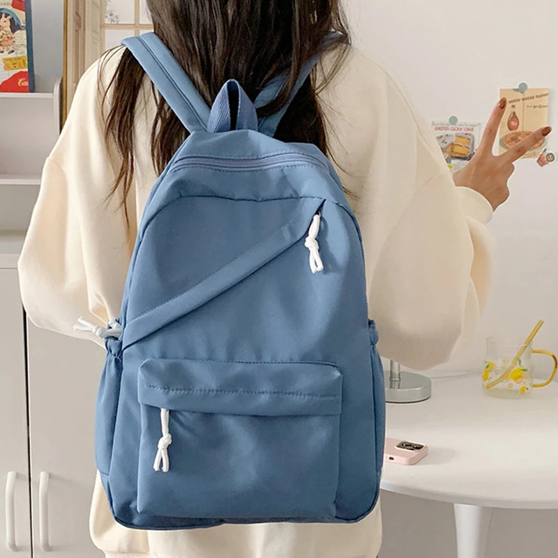 School Large Capcity Nylon Solid Color Backpack Handbag Pencil Case Casual Fashion Shoulder Bag For Women