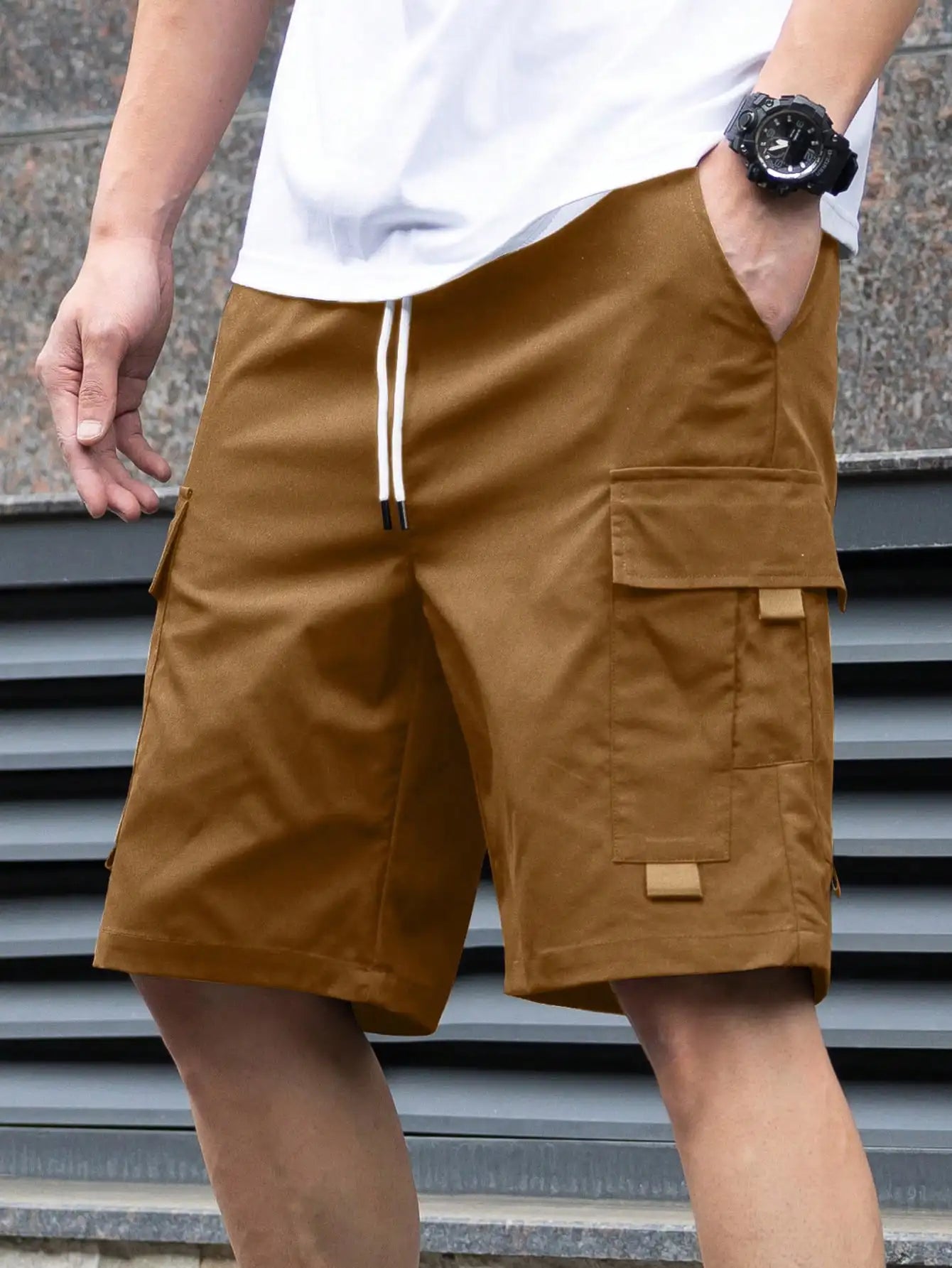 Men's Casual Drawstring Cargo Shorts For Daily Wear Street Fashion