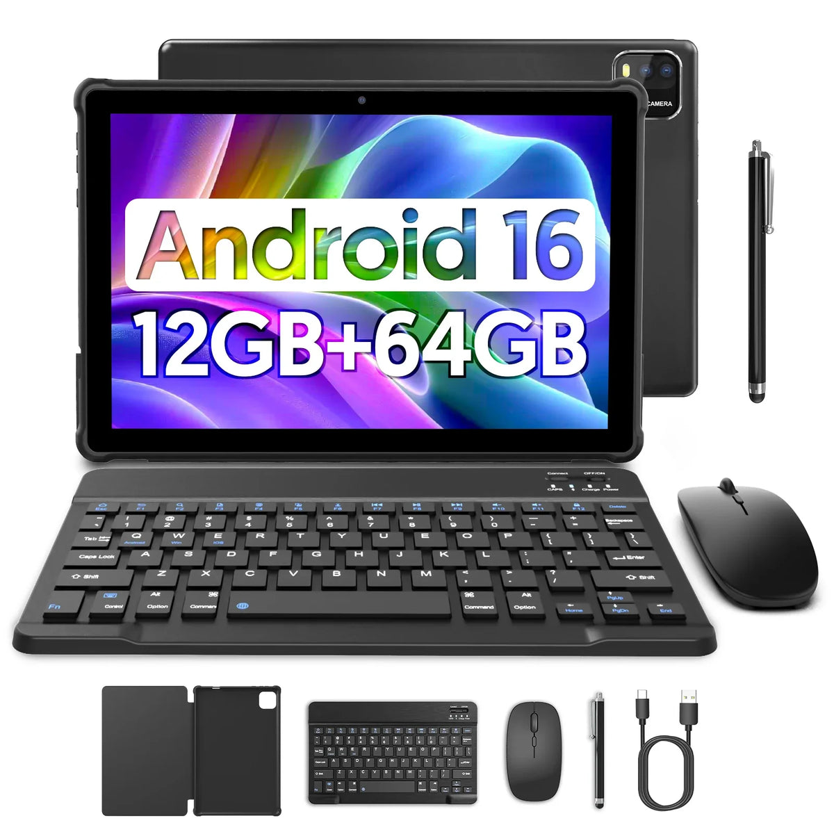 2026 Model Tablet | Brand New Android 16 | 10.0-inch Display | 12GB (3GB+9GB Virtual) RAM + 64GB ROM | Dual Cameras | 6,000mAh