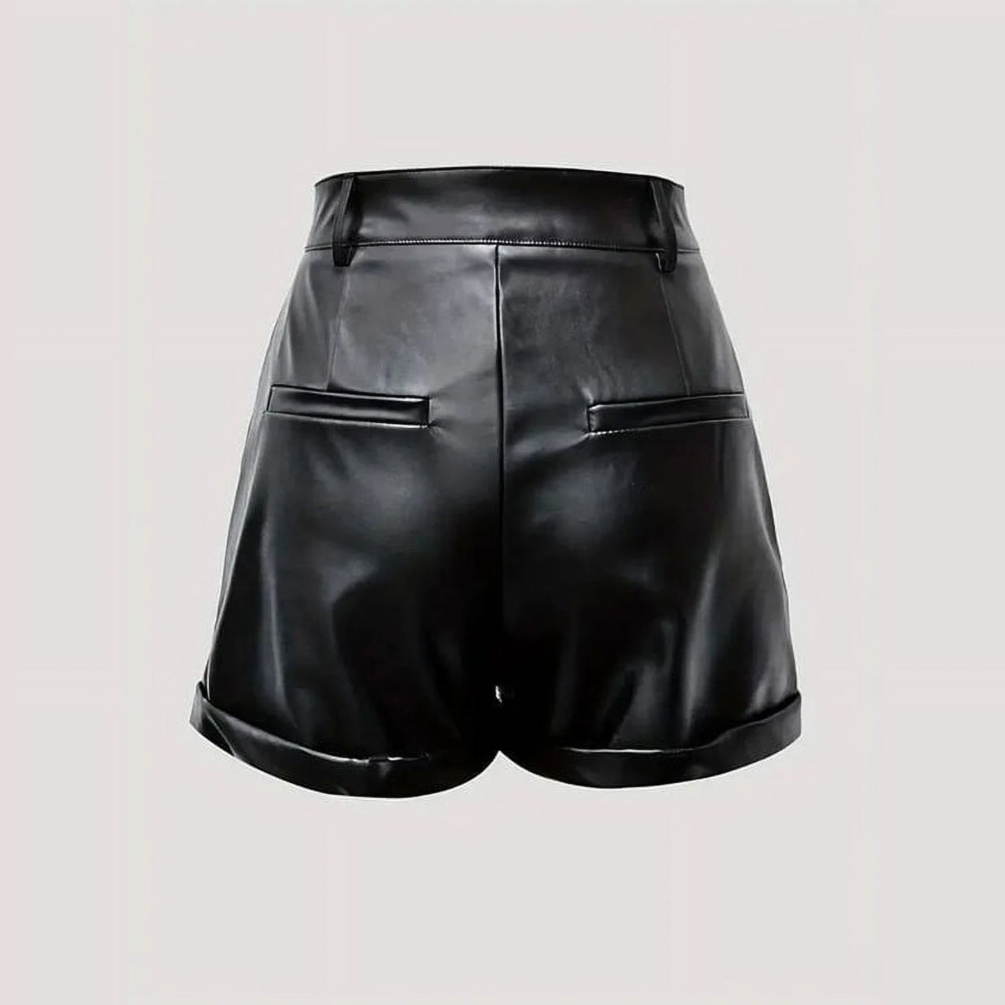Cool Leather Shorts For Women Fashion Plain High Waisted Button Down Pants Ladies Trendy Night Out Club Clothing For Outdoor