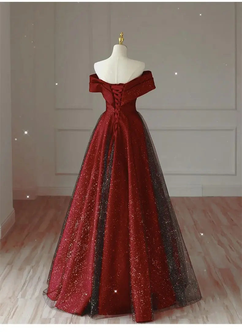 Toasting Dress Bridal Evening Dresses 2026 New Red Wedding Dress High-End Off-shoulder Wedding French Engagement Dress for Women