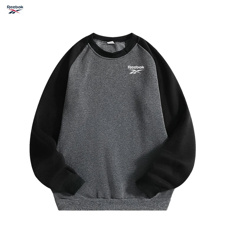 Reebok's New Thick Fabric Men's Simple-Style Sports Shirt - Fashionable Solid Color-Round-Neck Pullover-Fall Evening Casual Top