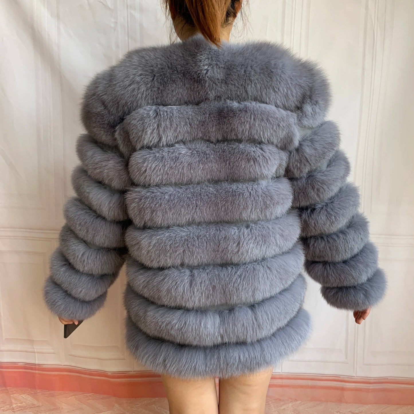 NEW Style Length Sleeves 4in1 Real Fur Coats Women Natural Real Fur Jackets Vest Winter Outerwear Women Fox Fur Coat Quality Fur