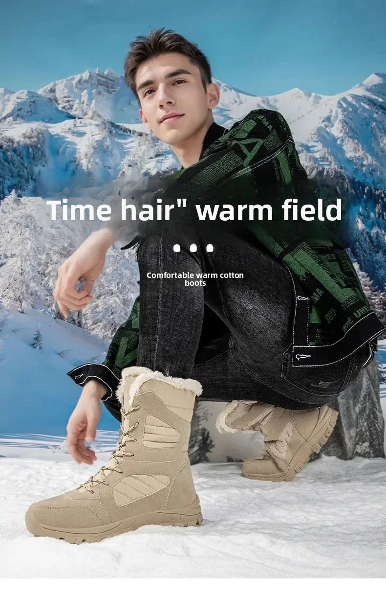 Thickened Winter Snow Boots Men's High Top Cotton Outdoor Sports Boots Couples Snow Shoes Anti-wear Comfortable Warm Zapatillas