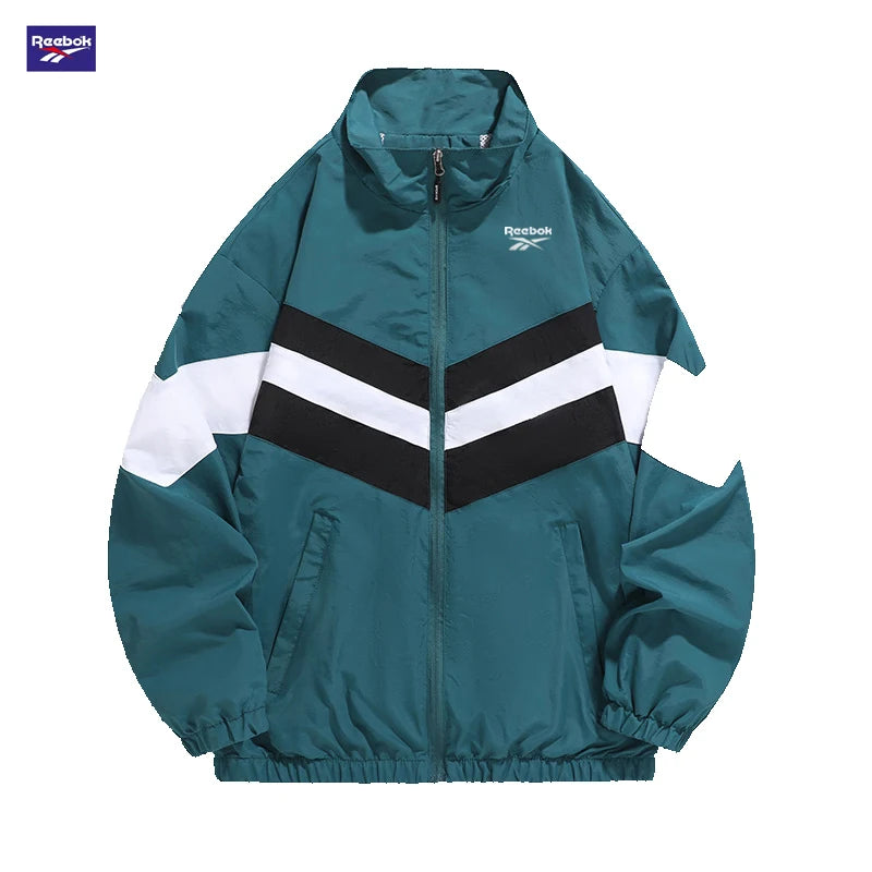 Reebok Men's Spring/Autumn Casual Jacket Windproof Two-Piece Set, Retro Street Style Color-Contrast Design, Overseas Street Tren