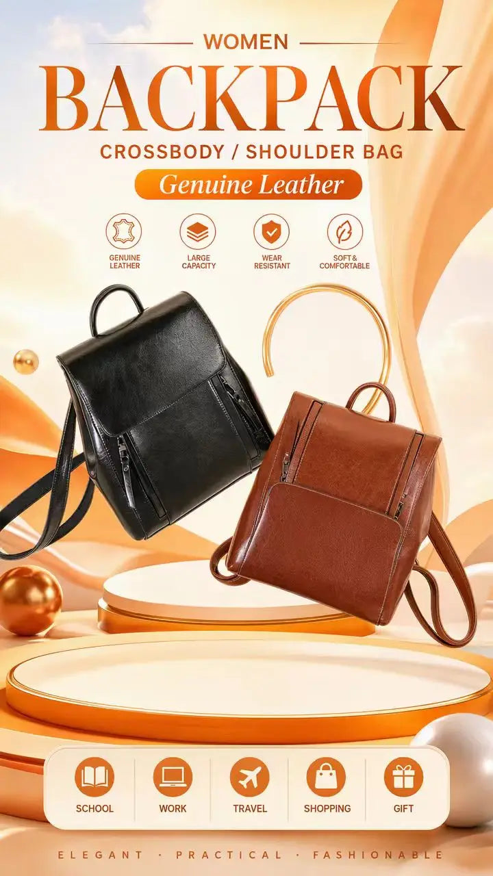 Women Backpack Cross Body Shoulder Bag Genuine Leather Girls School Female Natural Skin Book Laptop Rucksack Messenger Bags