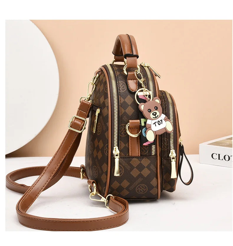 Fashion Trend Women's Backpack High Quality Soft Leather Women School Bag Famous Luxury Designer Female Shoulder Bags Sac A Dos