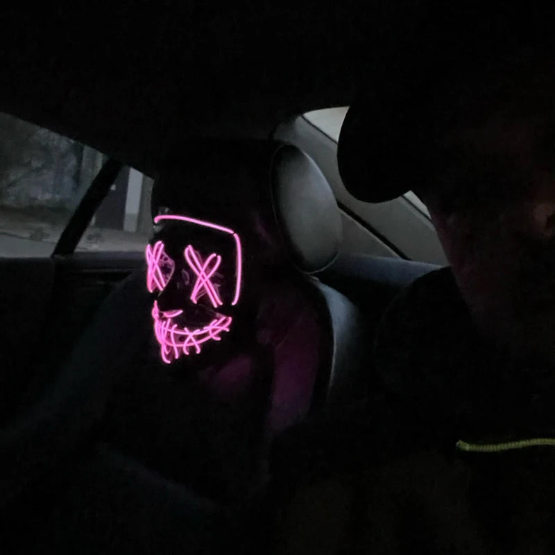 Wireless Halloween Neon LED Purge Mask Masque Masquerade Party Masks Light Grow in the Dark Horror Mask Glowing Masker