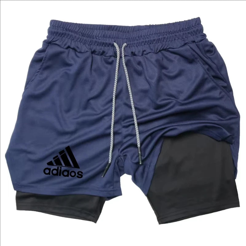 Men'S Compression Shorts Summer Gym Fitness Running Training Sports Shorts Two-In-One Mesh Breathable Quick-Drying Shorts