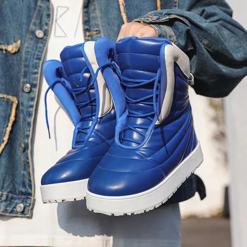 Winter Chukka Boots for Men Waterproof Snow Boots Warm Outdoor Boots Non Slip Durable Thick Sole Fashion Hiking Long Boots