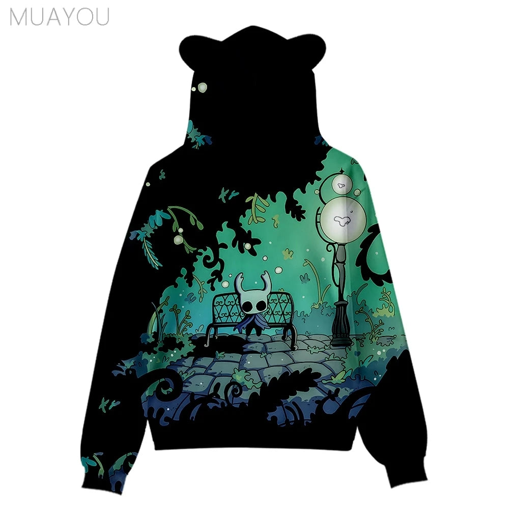 Hollow Knight Silksong kids hoodies Sweatshirts 3D Printed Cat's Ears Anime Casual Pullovers Men Women hoodie