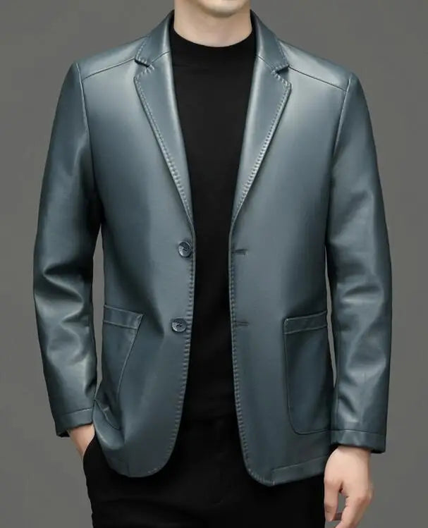 High Quality Genuine Leather Men's Suit Leather Coat Autumn and Winter New Sheep Skin Casual Small Suit Coat Men Leather Jacket