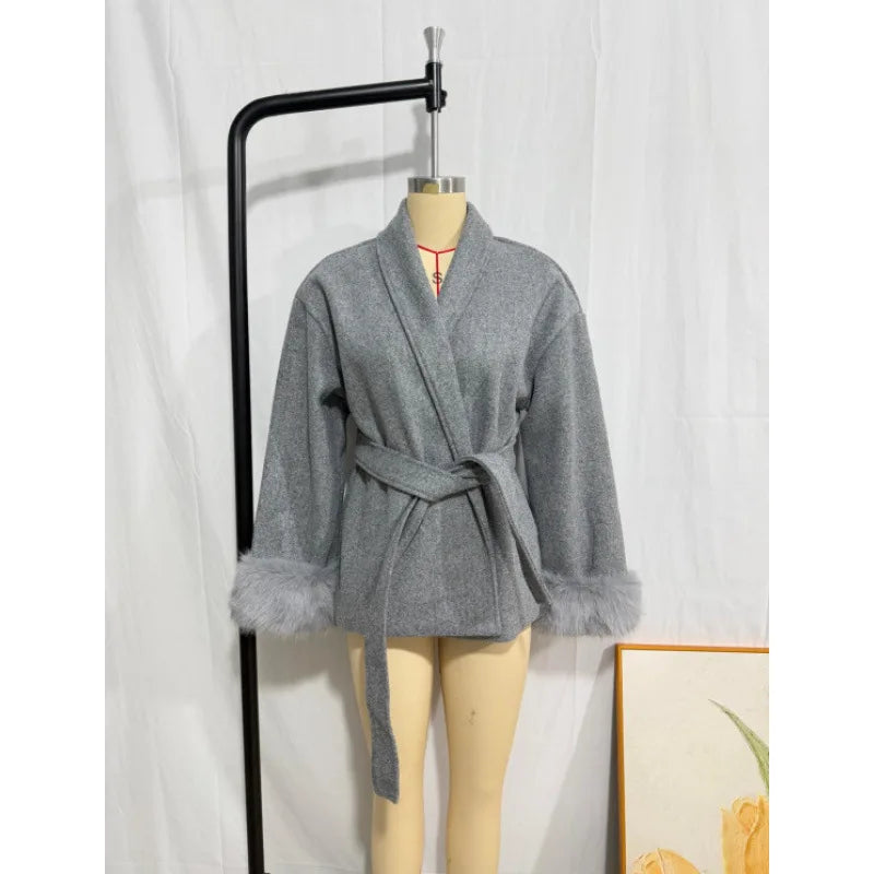 QICHE High‑End Wool‑Blend Women Outerwear Chic Fashion Jacket For European‑Vibe Ladies Autumn‑Winter New Arrival
