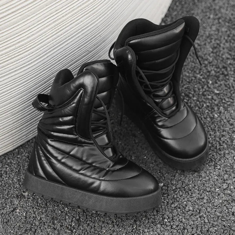 Winter Chukka Boots for Men Waterproof Snow Boots Warm Outdoor Boots Non Slip Durable Thick Sole Fashion Hiking Long Boots