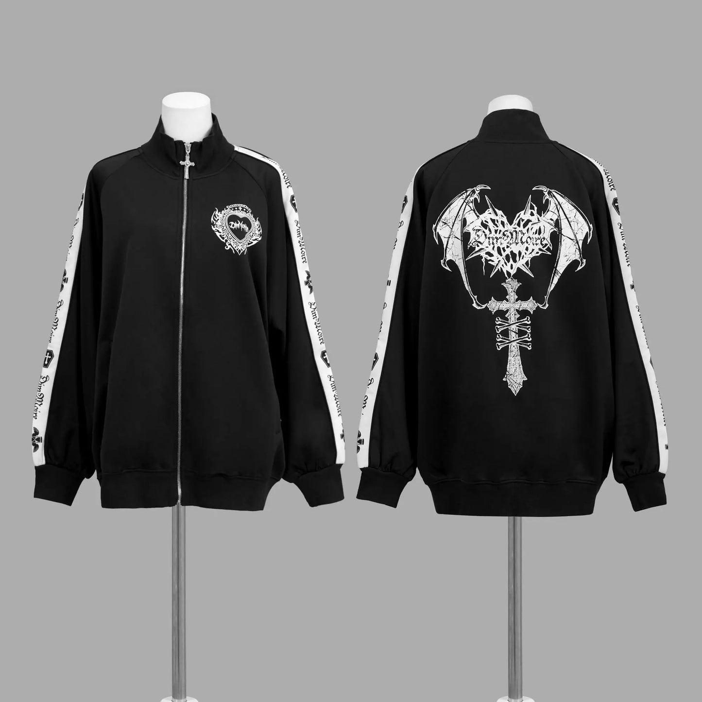 [Olmee] In Stock Jirai Kei Ryousangata Gothic Jacket Coat Outerwear Cosplay Costume Oversized Zipper Bat Cross Halloween Xmas