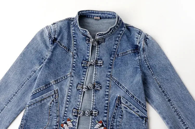Women 2026 Spring Embroidered  Denim Jacket New Short Jackets Cardigan  Cowboy Coat Basic Jacket  Female Plus Size 3XL