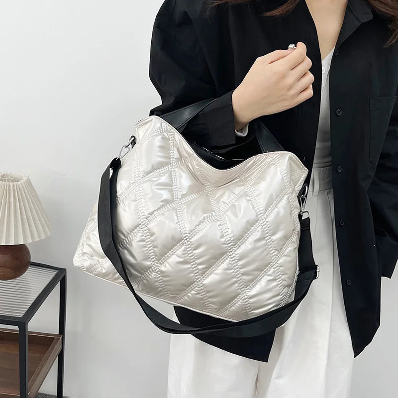 Simple Versatile Diamond Large Capacity Retro Handbag Women's Casual Soft Handle Crossbody Shoulder Bags