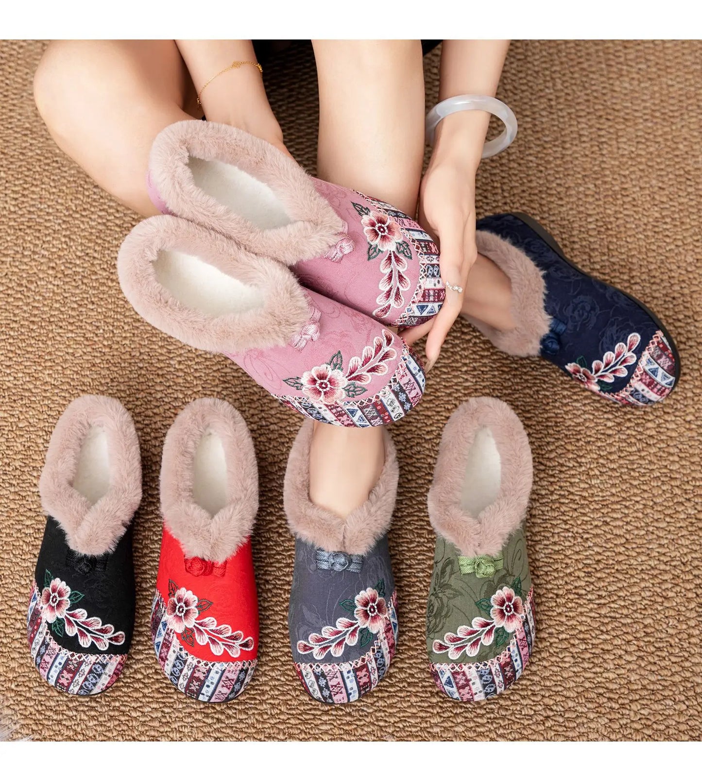 Fashion Women's Shoes Zapatillas De Mujer Cotton Shoes Woman Botines Embroidered Snow Boots Women Botas Winter Warm Short Boots