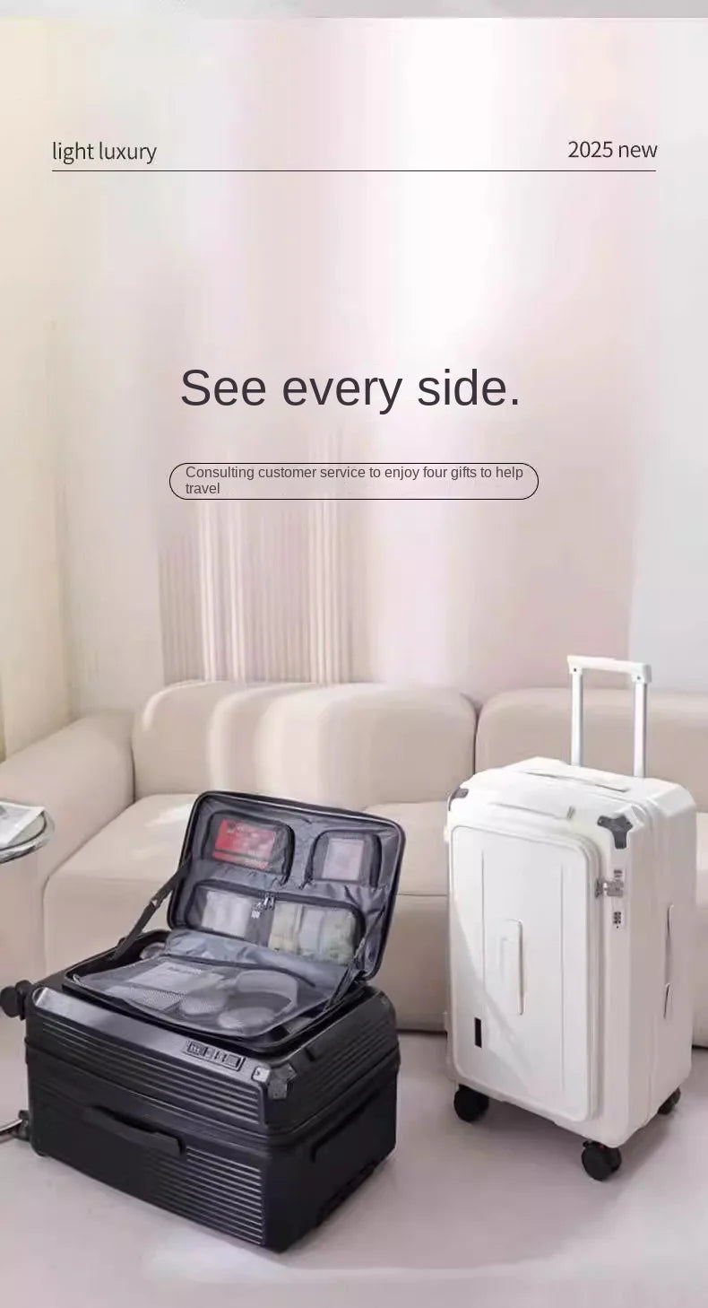 Large Size Expandable Suitcase 32/34 inch Side Opening Travel Luggage Large Capacity Check-in Box with Brake 5 Wheels Trolley Ca