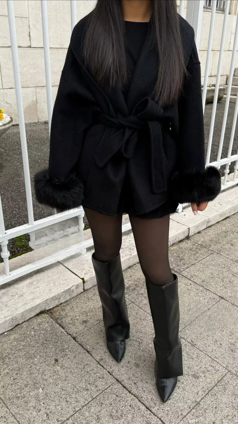 QICHE High‑End Wool‑Blend Women Outerwear Chic Fashion Jacket For European‑Vibe Ladies Autumn‑Winter New Arrival