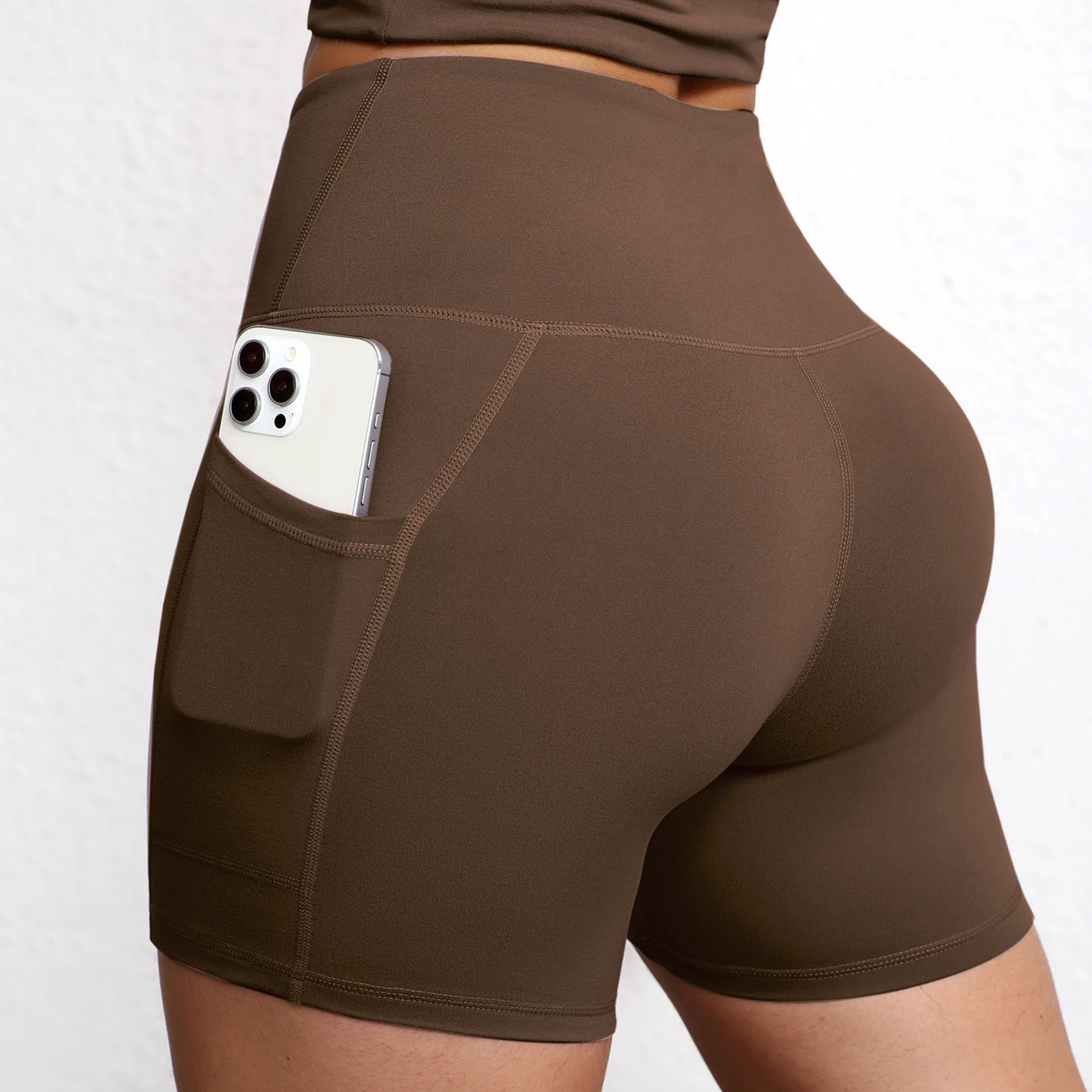 Summer Soft Yoga Shorts With Pocket Buttock Lift Gym Leggings Women High Waist Sports Shorts Women Running Workout Shorts