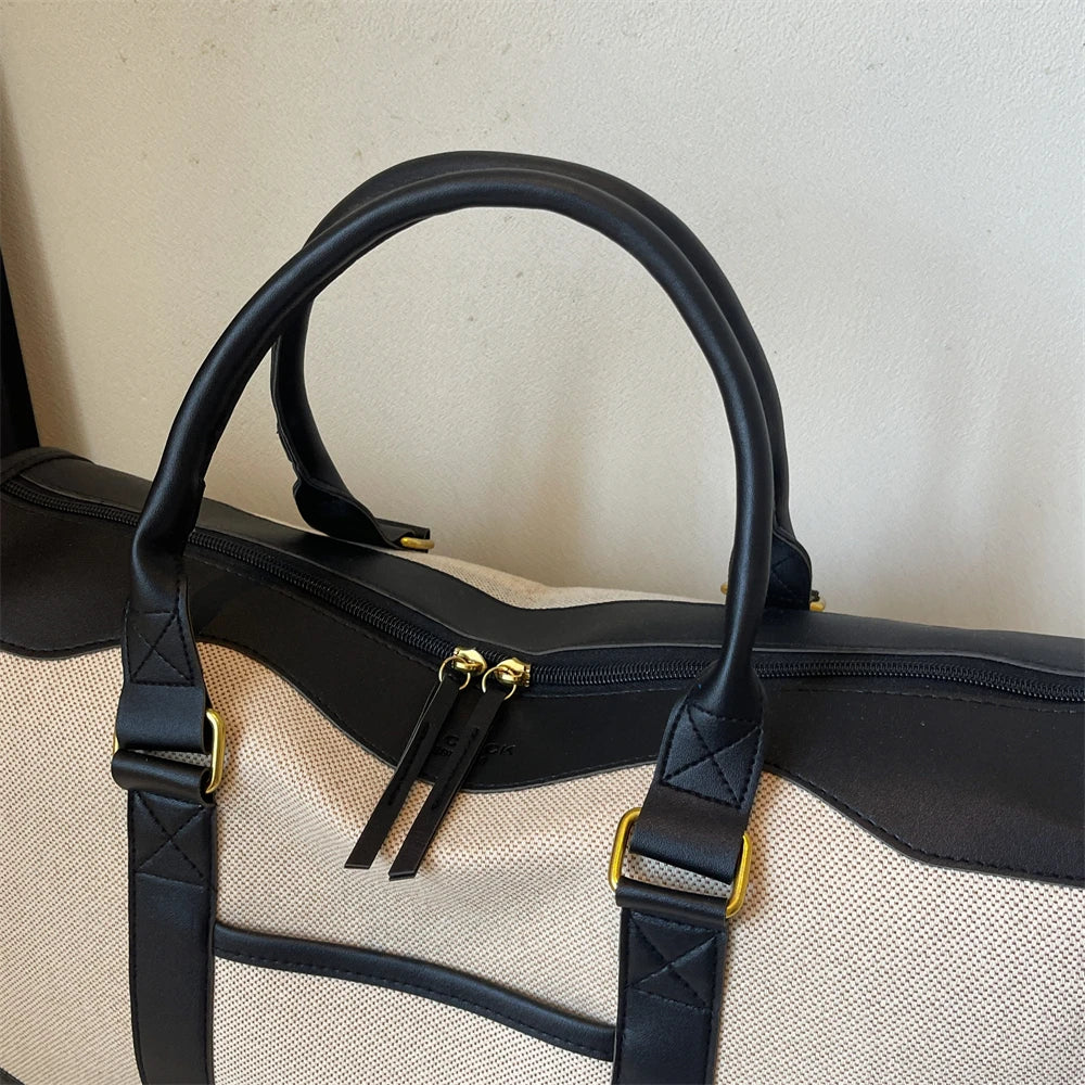 Oversized Travelling Handbags For Women Cotton Fabric Large Capacity Airplane Luggage Bag Simple Fashion Shoulder Crossbody Bags