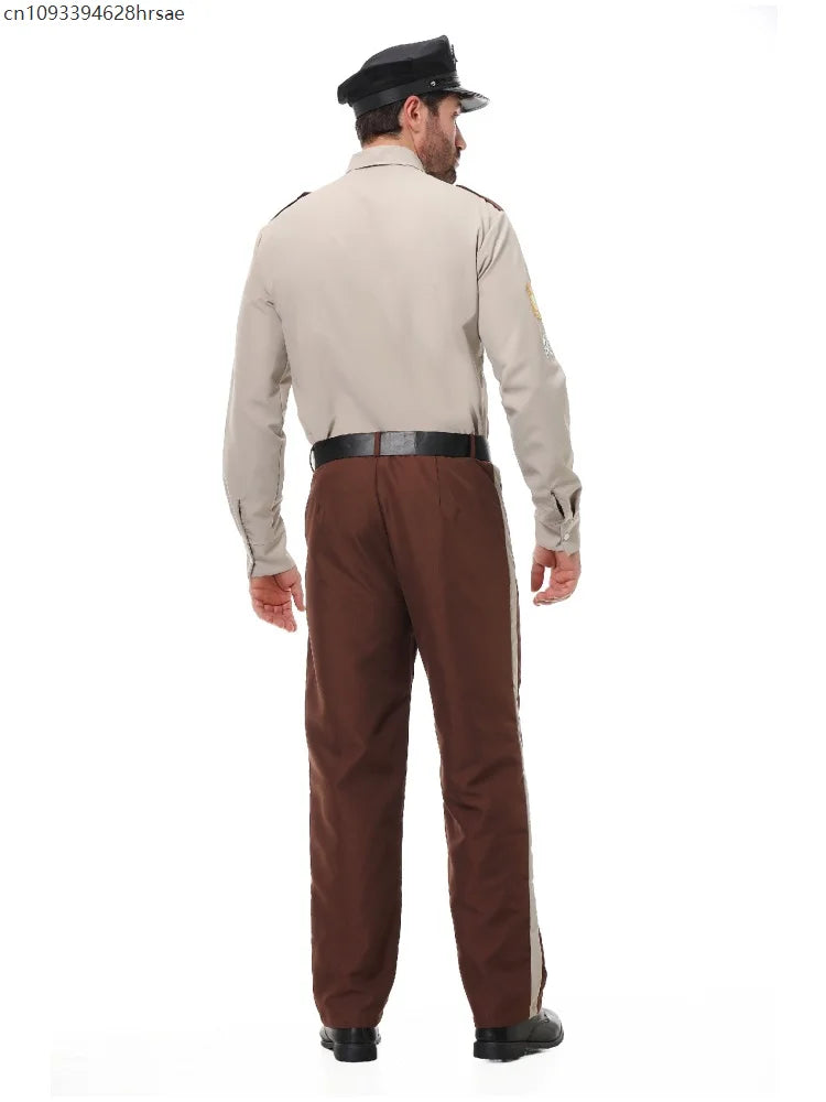 Unisex Sheriff Cosplay Costume Police Uniform Full Set Long Sleeve Halloween Carnival Party Stage Performance Dress Outfits
