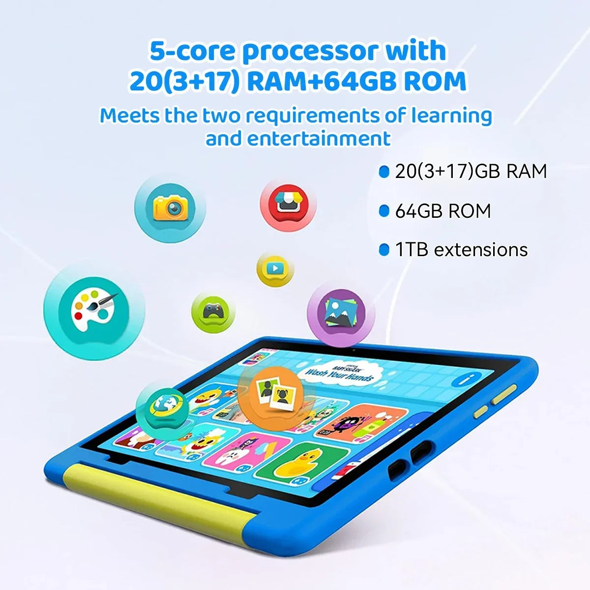 Newest Kid Tablet Android16 Tablet for Kids 10 inch 20GB+64GB 6000mAh with Case 1TB Expand for Toddler Children Parental Control