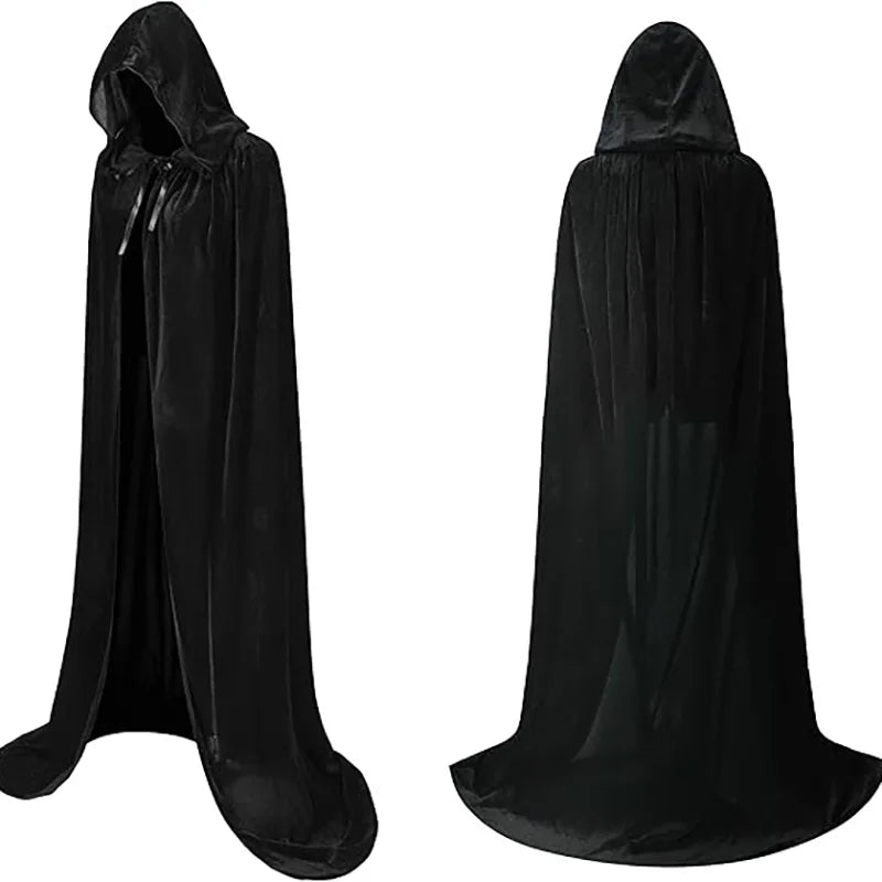 1PC Black Hooded Cloak Set Multiple Styles Halloween Cosplay Cape For Adults & Kids   Halloween Party Supplies