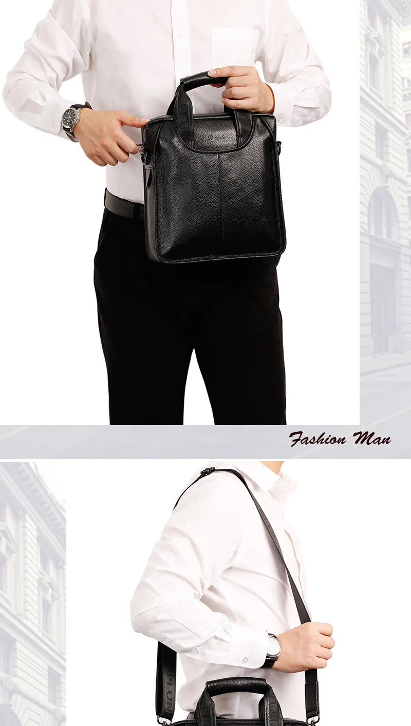 Business Briefcase Shoulder Messenger Bags Men's Genuine Leather 10-inch Laptop Bag's Men's Briefcase Office Business Handbag