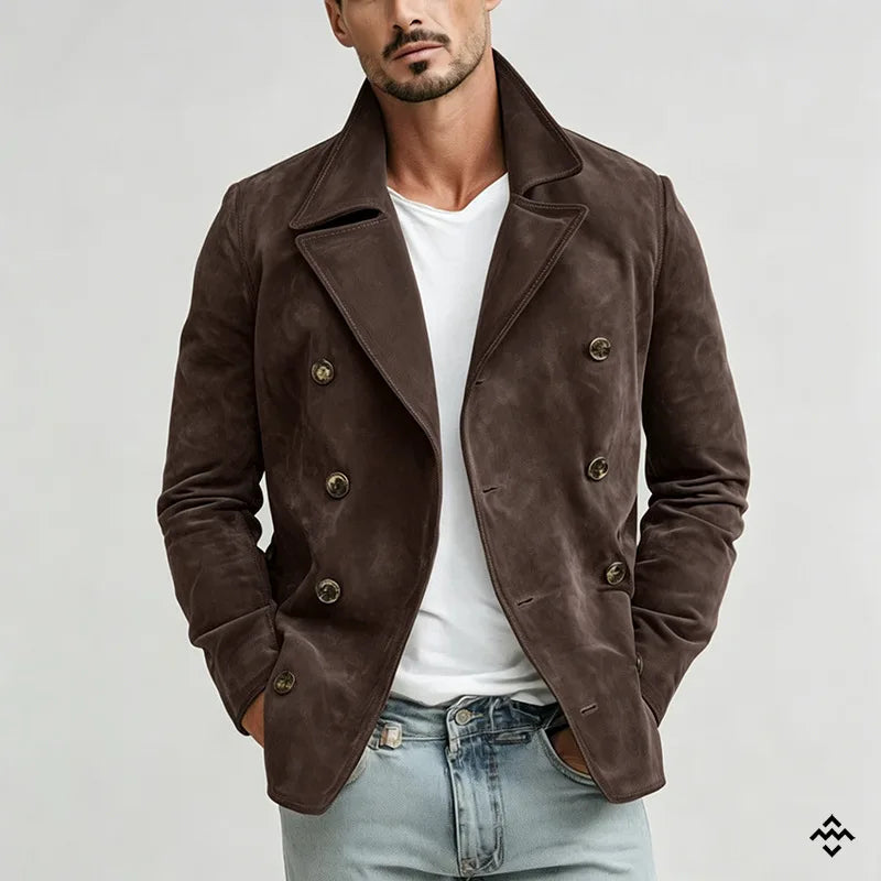 Men Autumn Winter Faux Suede Jacket New Retro Casual Fashion Coat Outdoor Commuting Daily Wear Long Sleeve Outerwear For Male
