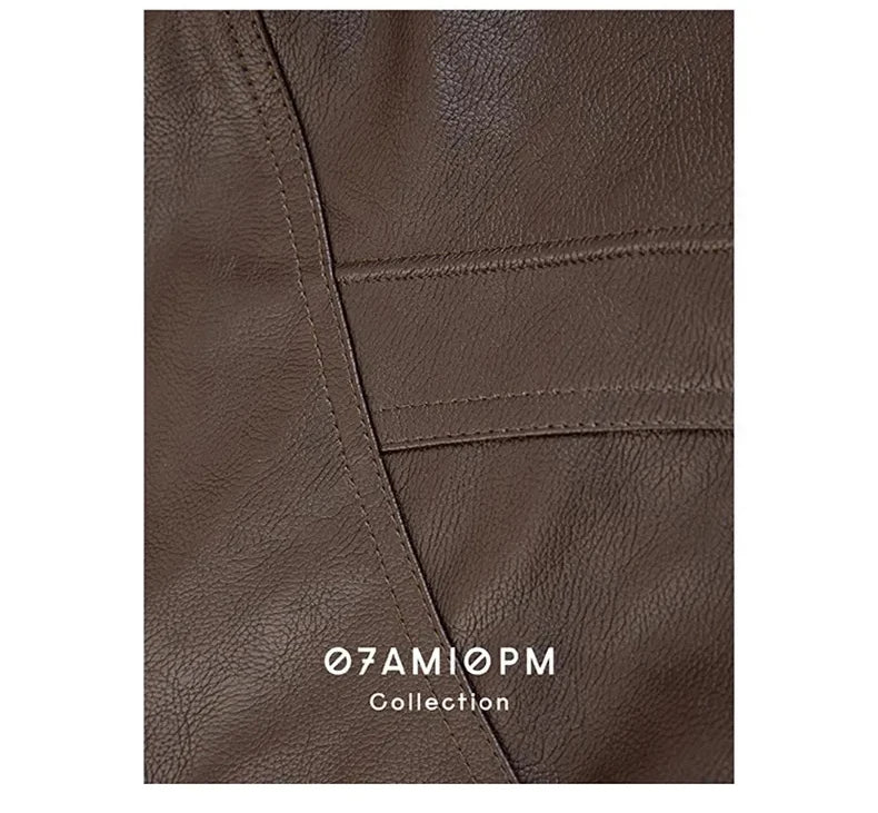 Lautaro Autumn Cool Brown Oversized Leather Jacket Women Drop Shoulder Long Sleeve Zippper High Quality American Retro Clothing