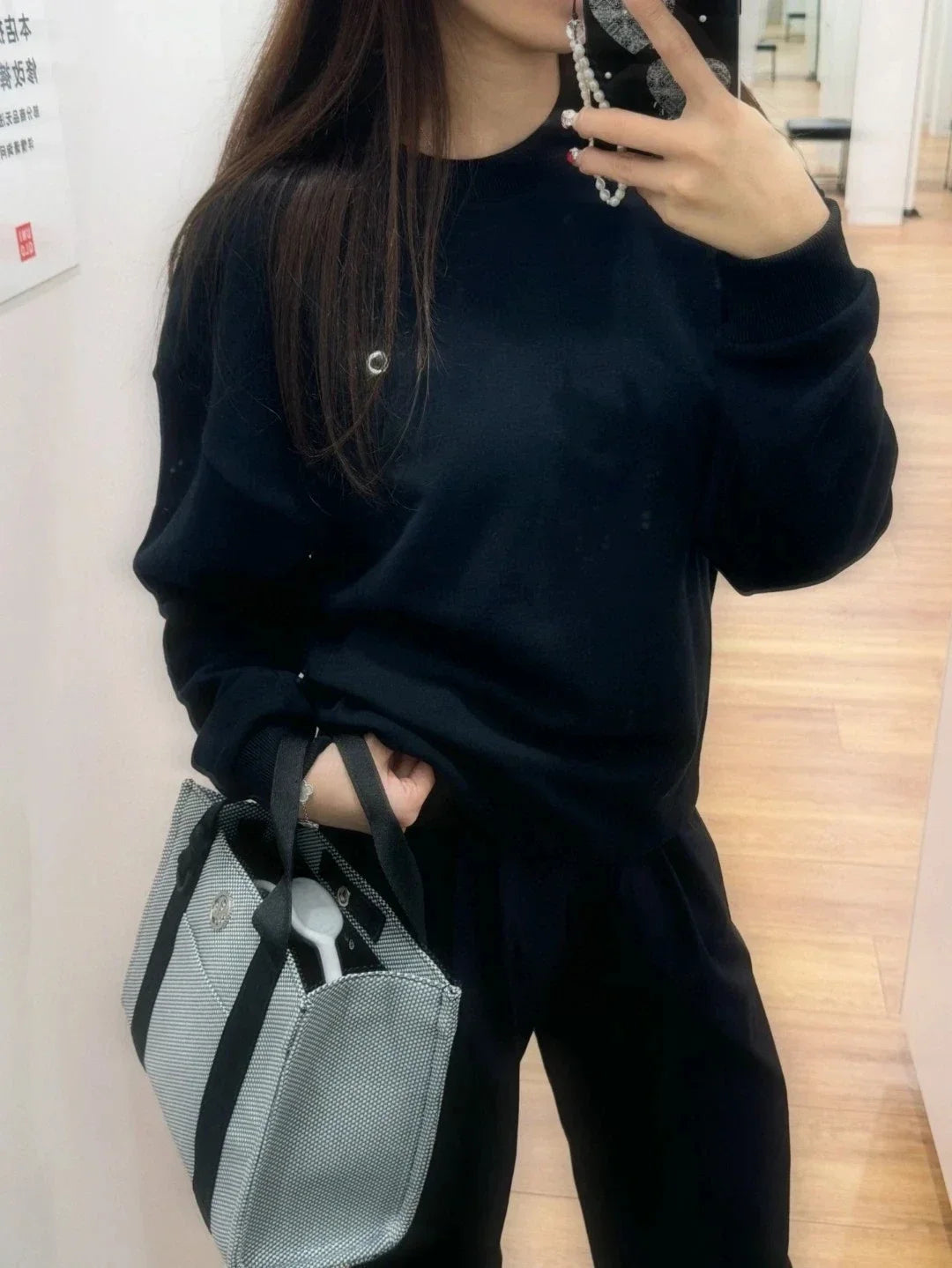 Women's Sports Sweatshirts O-Neck Solid Black Red Classic Letter Loose Casual Pullovers Fashion Long Sleeve Hoodies for Women