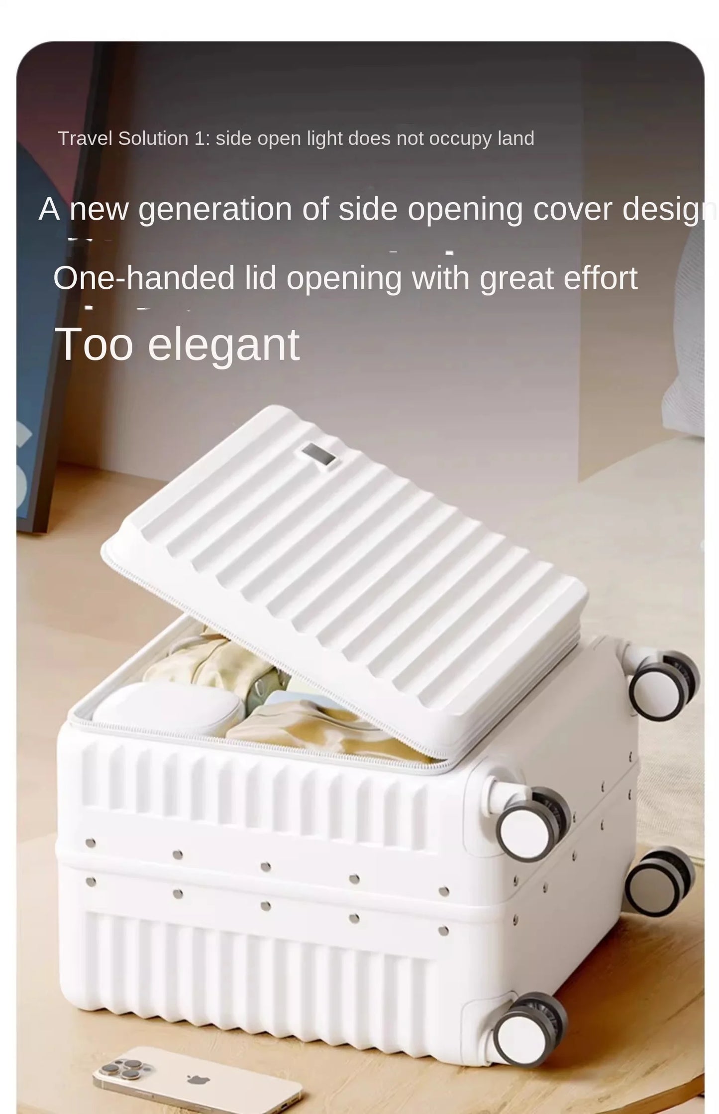 Front Opening 18/20 inch Suitcase Cabin Luggage Small 16 inch Short Trip Bag Ultra-light Aluminium Frame Luggage Large Capacity