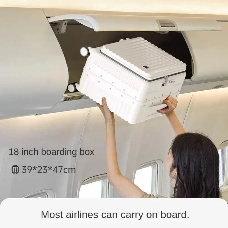Front Opening 18/20 inch Suitcase Cabin Luggage Small 16 inch Short Trip Bag Ultra-light Aluminium Frame Luggage Large Capacity