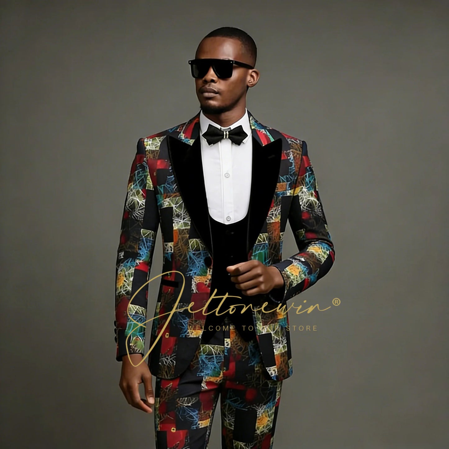 Latest Designs Printed Floral Mens Suits For Wedding Shawl Lapel Groom Tuxedos Slim Fit Terno Masculino Prom Party 3 Pieces Set