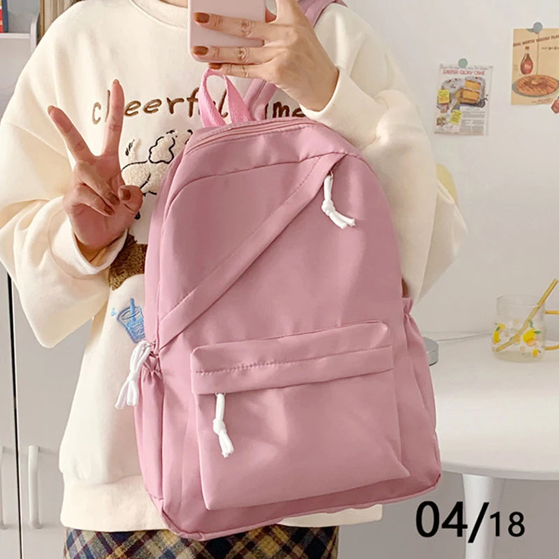 School Large Capcity Nylon Solid Color Backpack Handbag Pencil Case Casual Fashion Shoulder Bag For Women