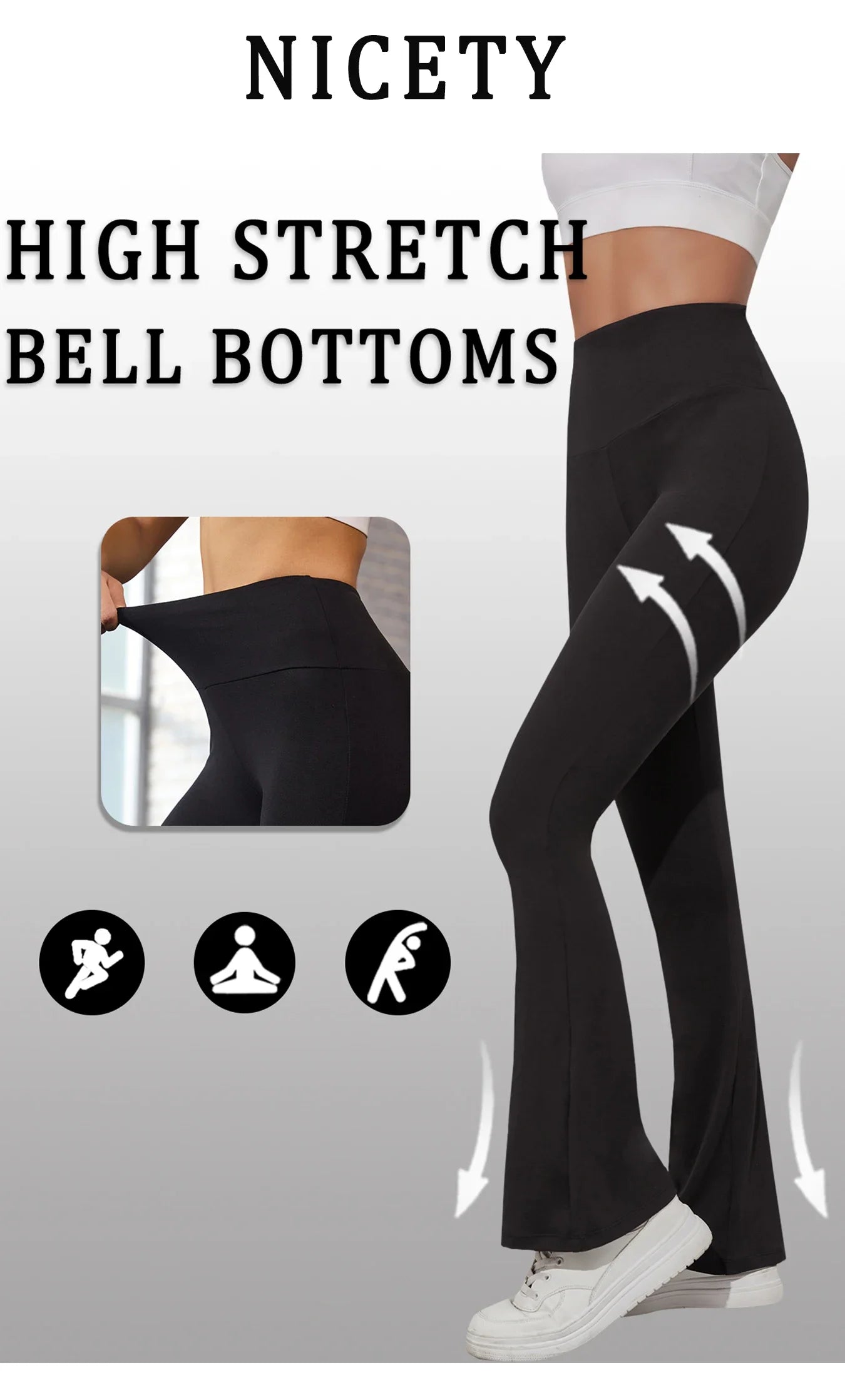 Women's Super Soft Flare Pants High Waisted Tummy Control Workout Yoga Leggings Bell Bottoms