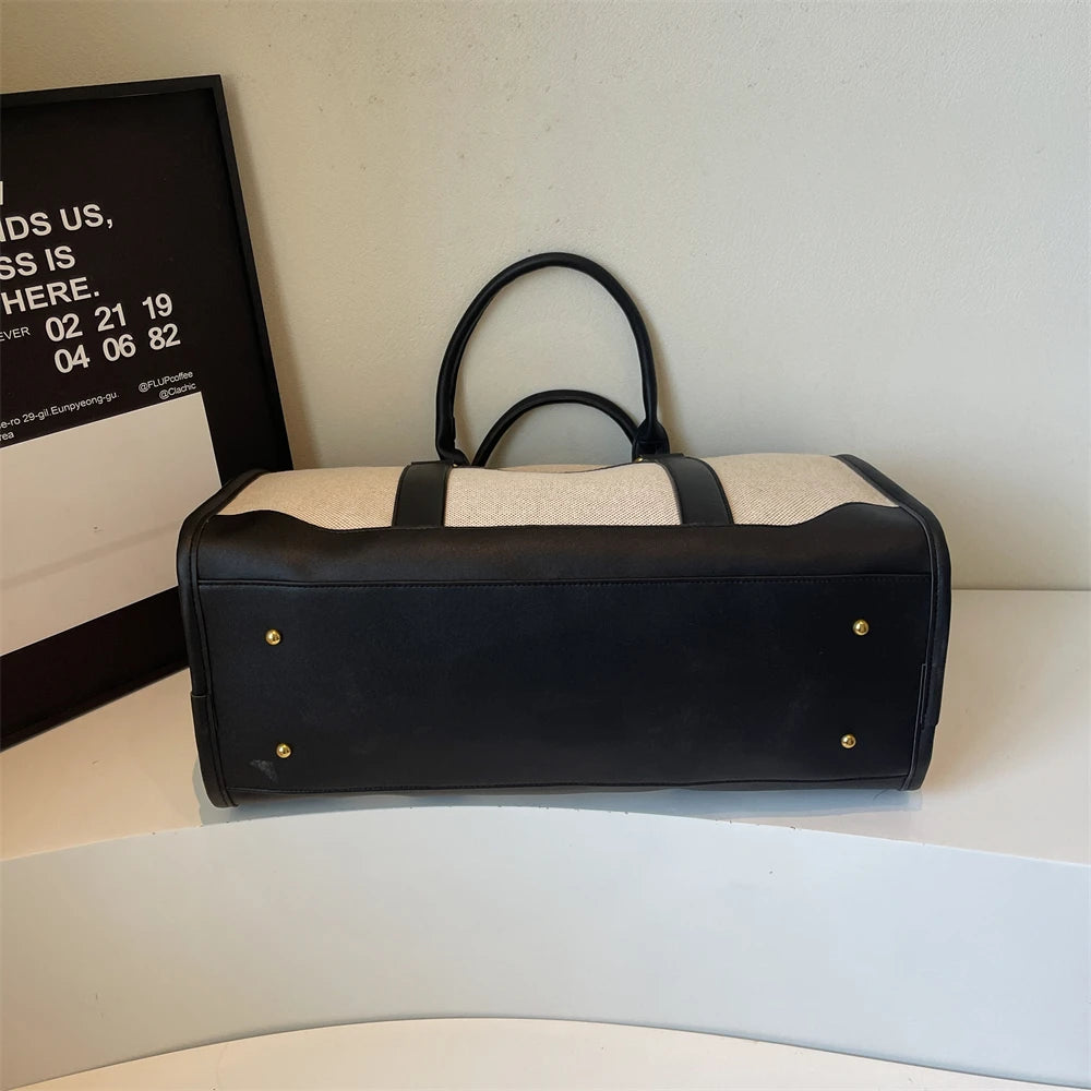 Oversized Travelling Handbags For Women Cotton Fabric Large Capacity Airplane Luggage Bag Simple Fashion Shoulder Crossbody Bags