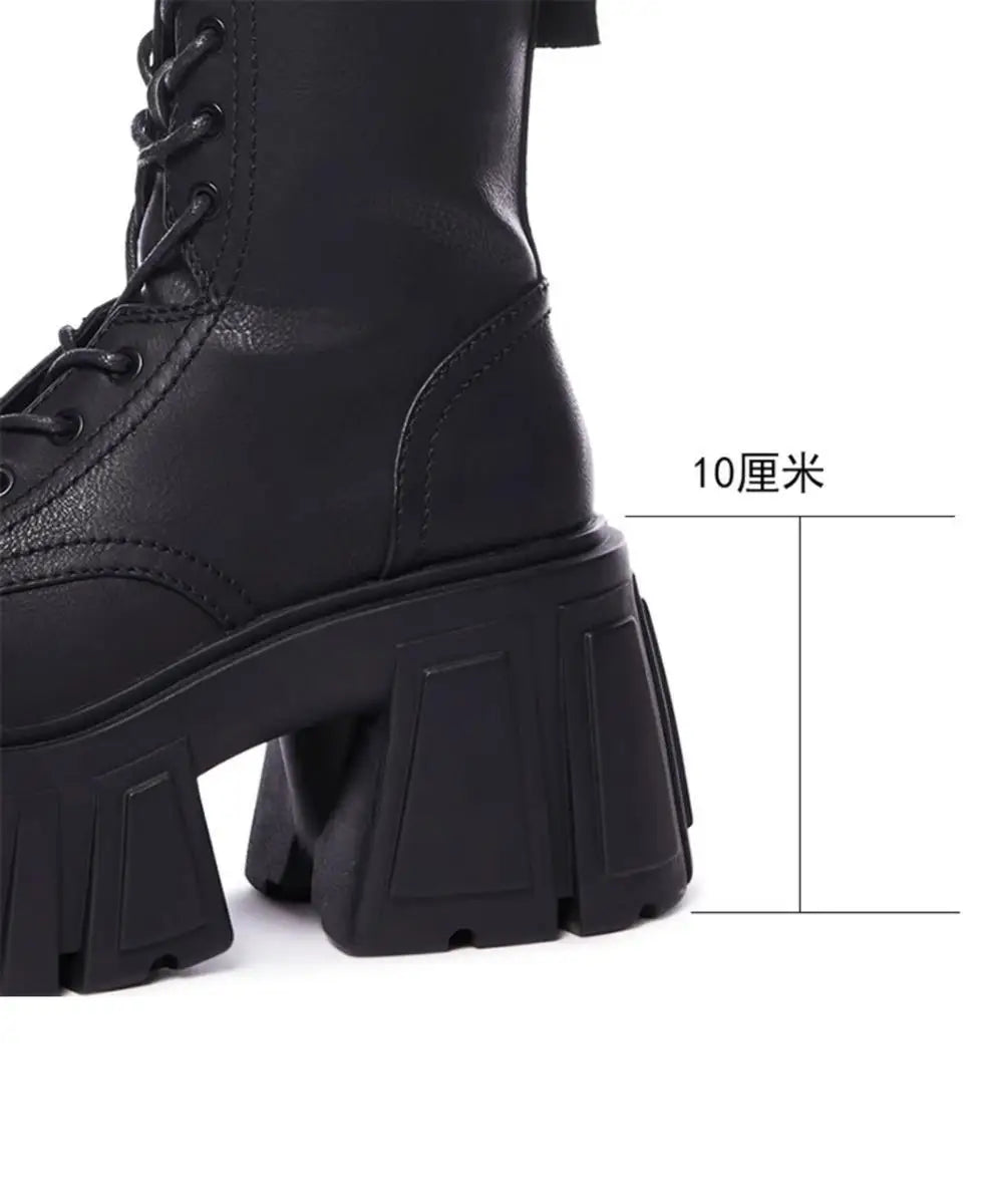2025 New Women Super High 10cm Shoes Woman Thick-Soled British Style Punk Fashion Platform Thigh High Boots Chunky Heel Pumps