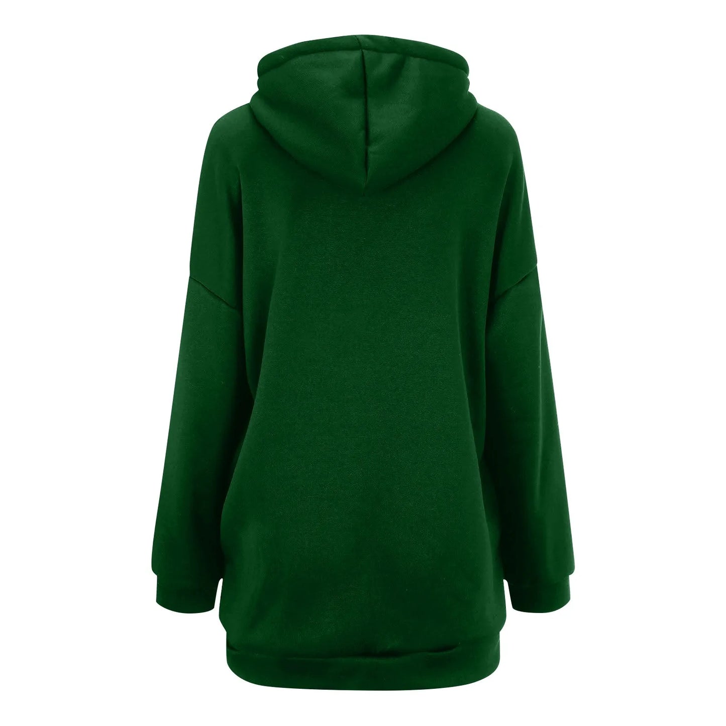 Plus Size Long Hoodies Tunic Fashion Long Sweatshirts Solid Color Fleece Knitted Zip Up Jackets With Pockets For Women