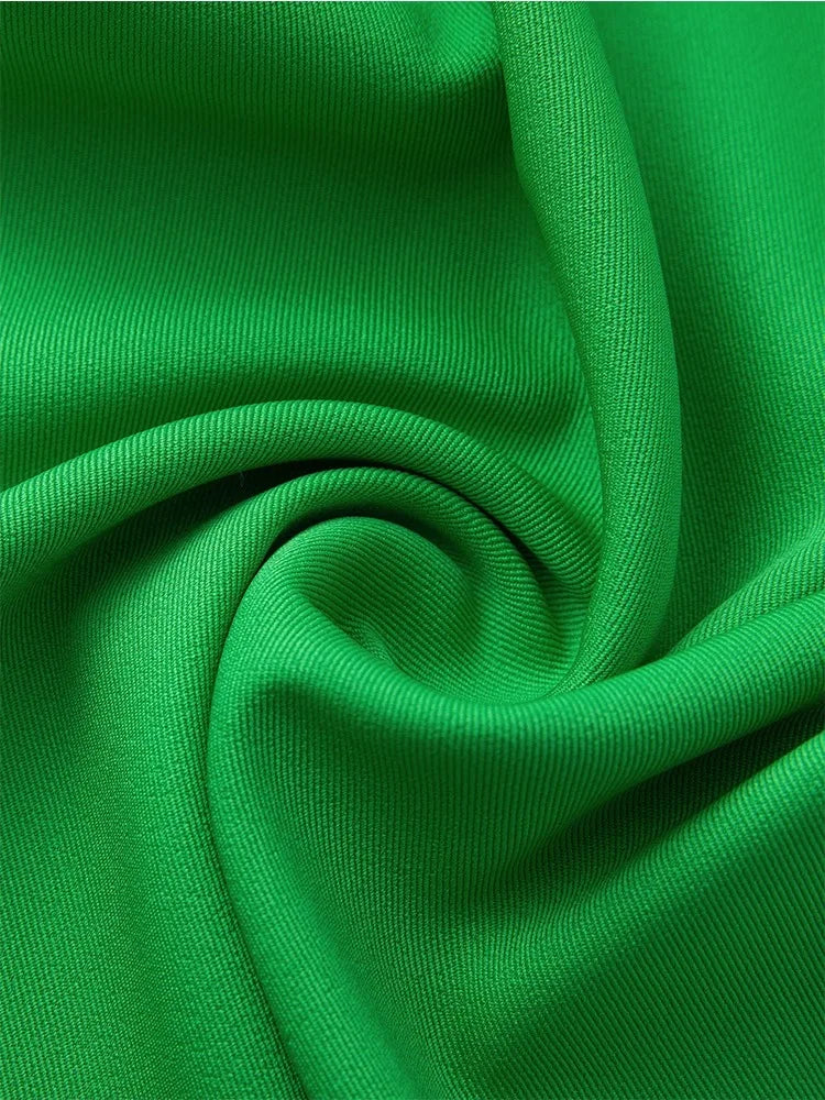 Beautyblue Trend Suit Pants for Women Green Wide Leg Pants Casual Loose Pleated Pocket Fashion Urban High Street Trousers Female