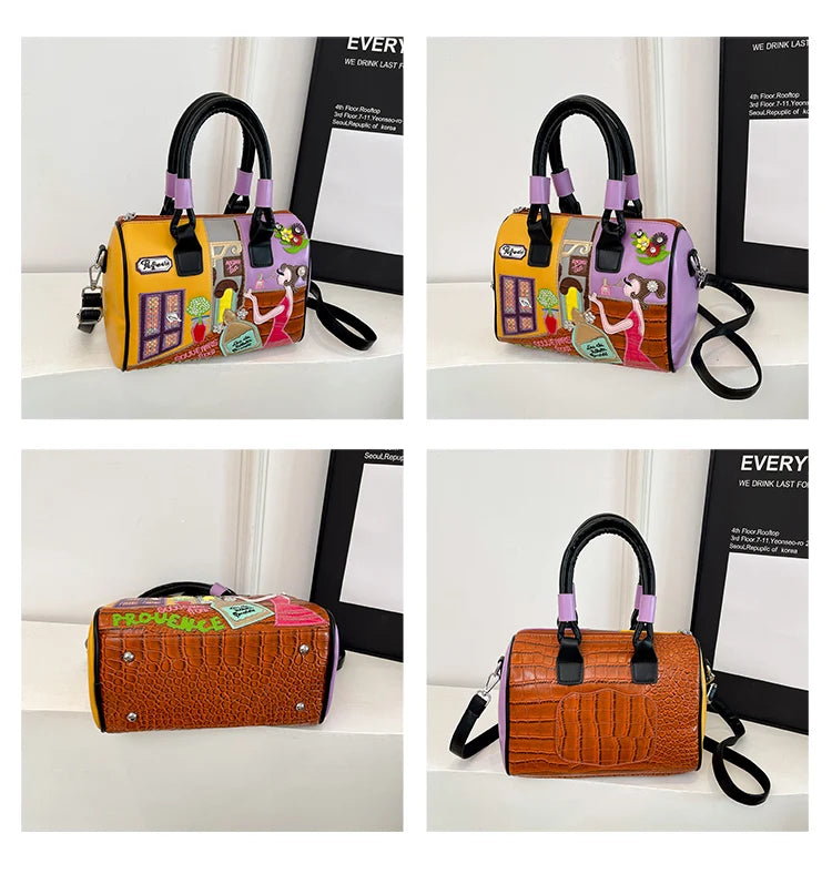 Design Patchwork Zipper 2026 Hot Sale Women's Bags Retro High Quality Women's Bags PU New Personality Stylish Shoulder Bags