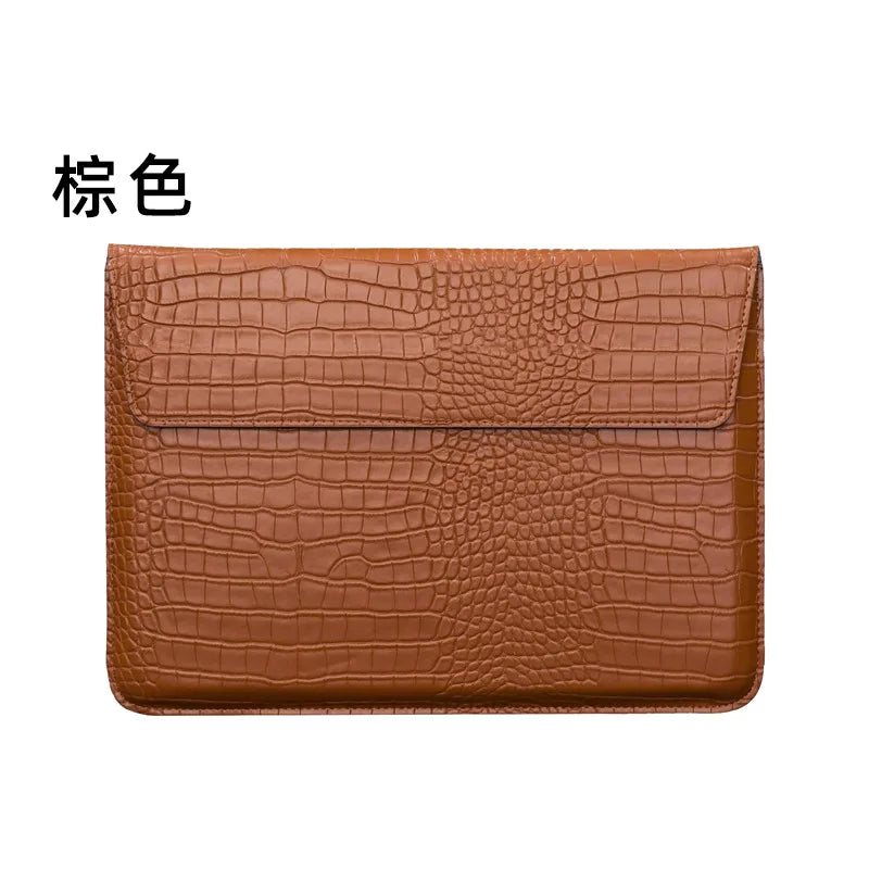 Engrave Name Crocodile Pattern Laptop Sleeve Bag Leather Luxury Waterproof Laptop Bag Fashion Notebook Computer Storage Bags
