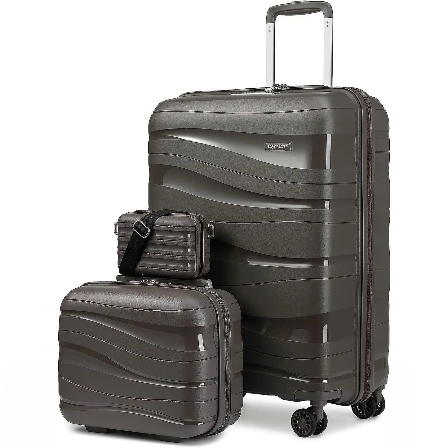 Melalenia 3-Piece Carry-on Luggage Set PP Material Suitcase with Spinner Wheels Hardside TSA Lock