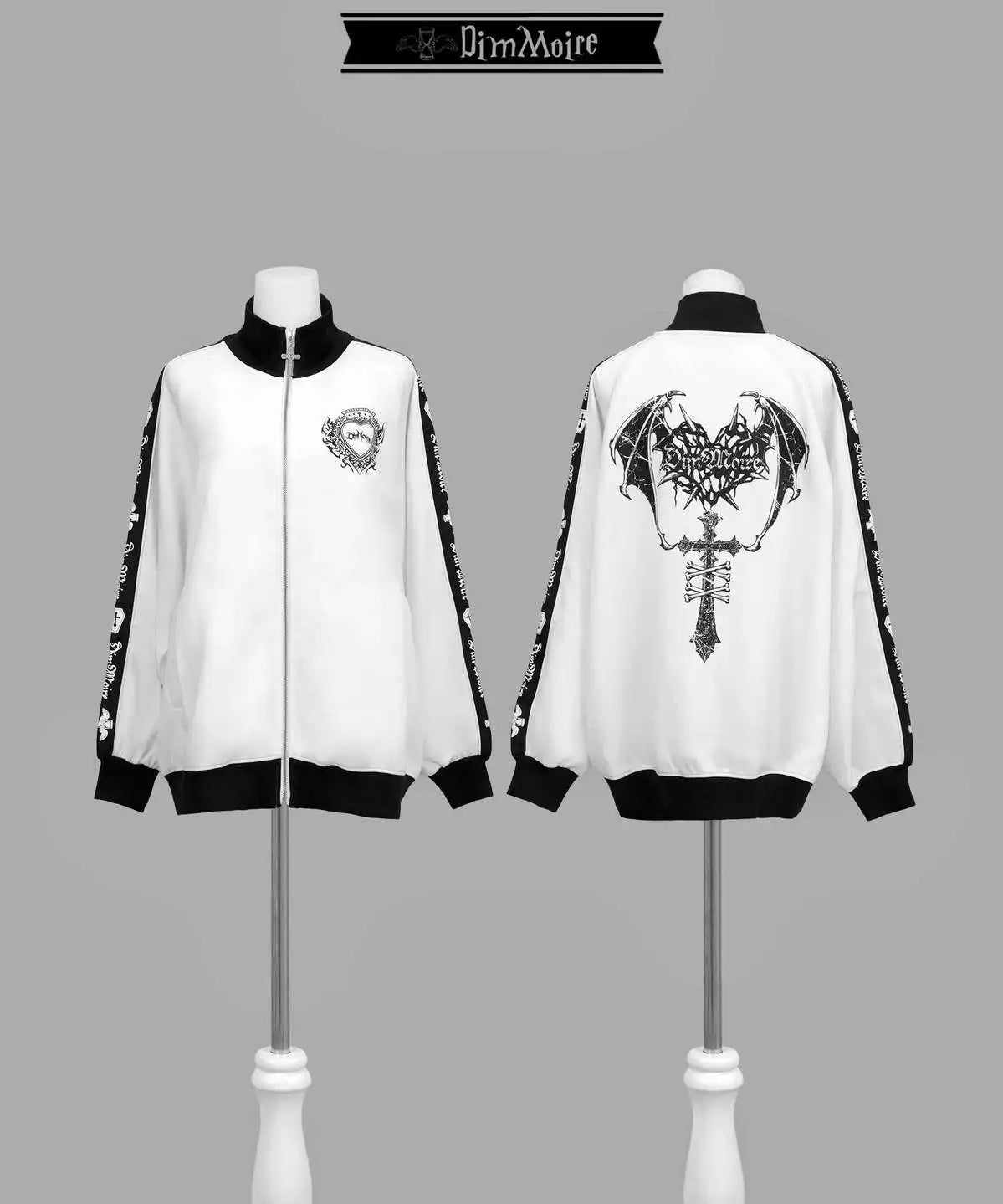 [Olmee] In Stock Jirai Kei Ryousangata Gothic Jacket Coat Outerwear Cosplay Costume Oversized Zipper Bat Cross Halloween Xmas