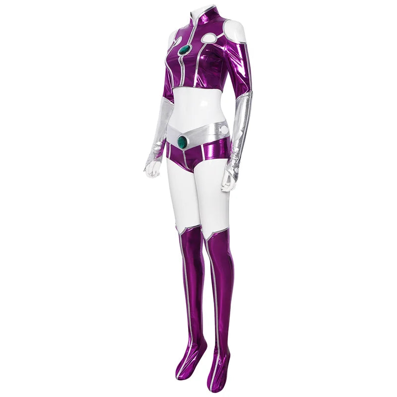 Female Superhero Cosplay Costume Stand-up Collar Cropped Top Shorts Halloween Party Outfit Anime Stage Performance Costume