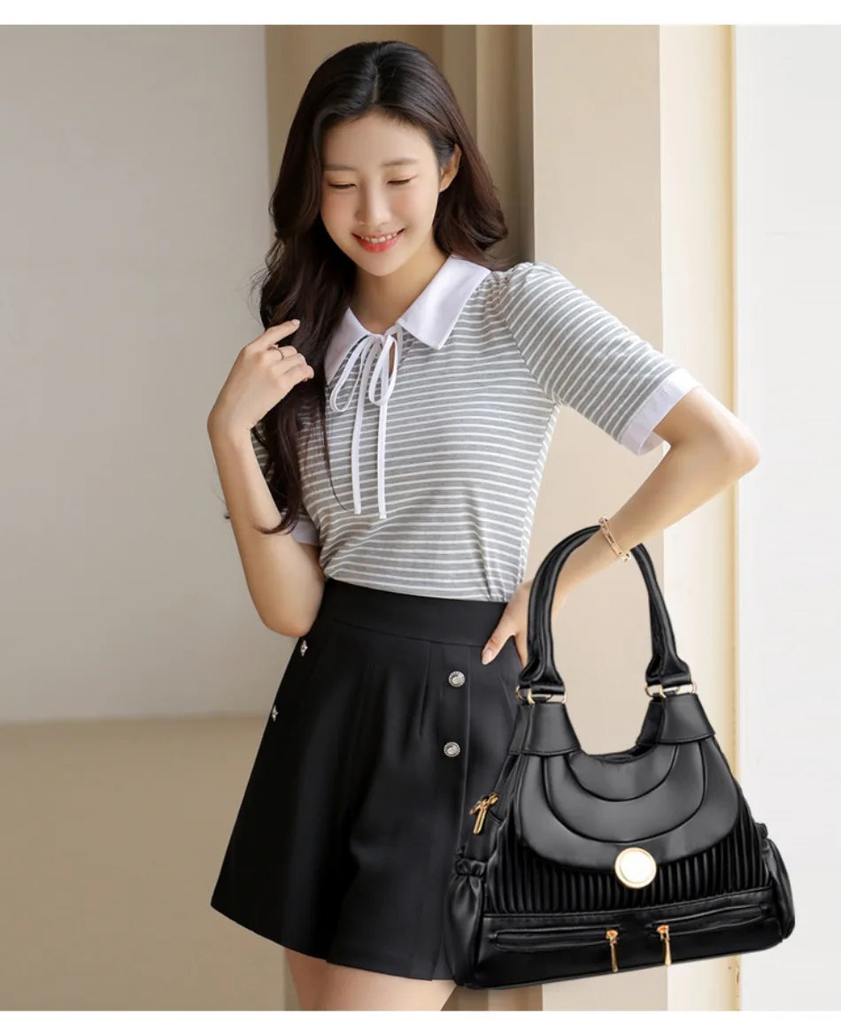 Genuine Brand Luxury Handbags for Women Designer Fashion Tote Bag High Quality Soft Pu Leather Shoulder Crossbody Hand Bags Sac
