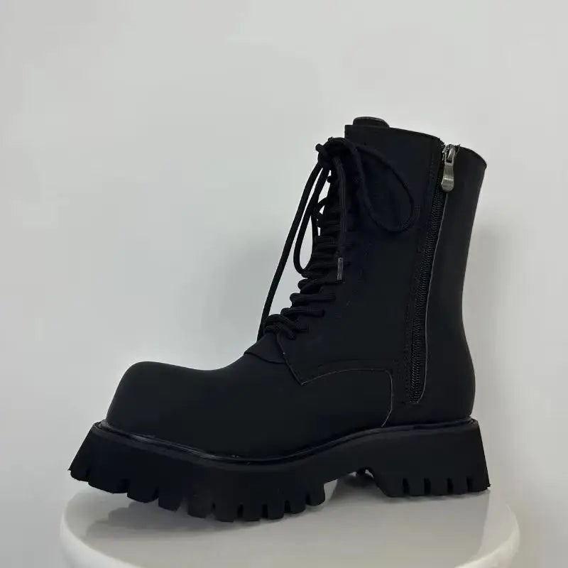 Black 2023 new style British style large toe short boots for men and women, thick-soled Chelsea boots, fashionable and comfortab