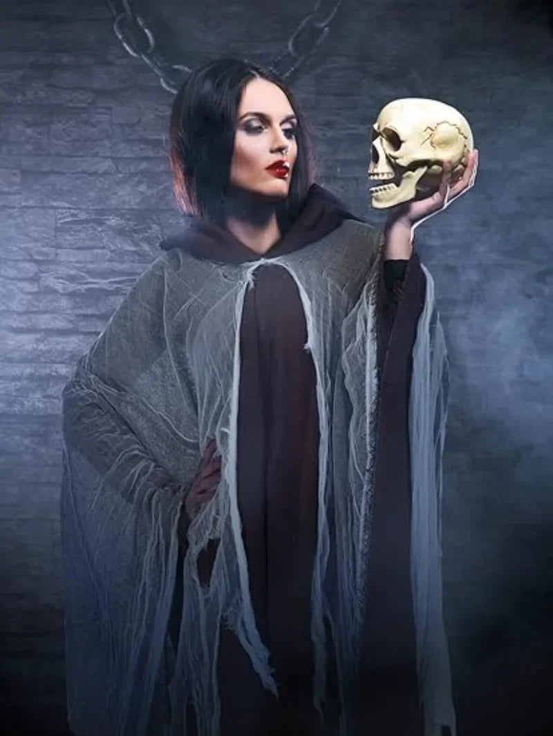 1/2/3PCS Halloween Scary Cloak Cape Costume Skull Zombie Prop for Adults Kid Cosplay Party Haunted House Outdoor Horror Supplies